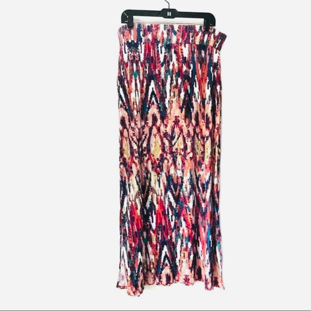 Watercolor maxi skirt with side slits